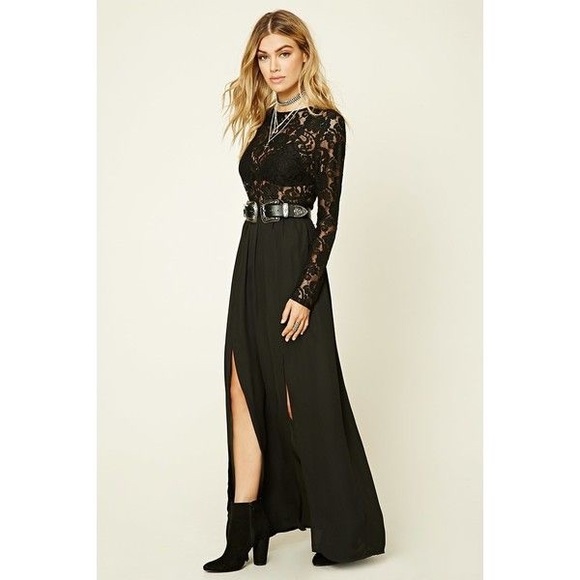 NWT Lace sheer maxi dress with slits - Picture 1 of 1